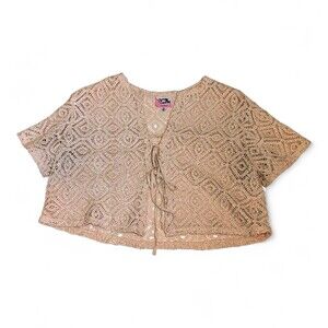 Alani Noelle Crocheted‎ Tie-Front Cardigan (M)